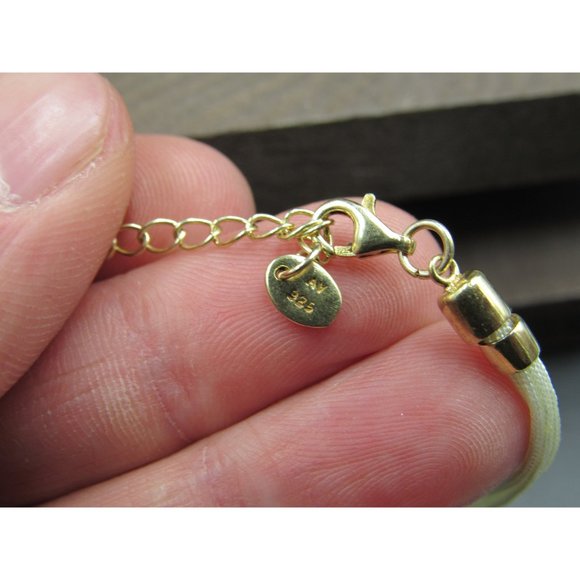 8 Inch Sterling Silver Cream White Cord Faux Stone Bracelet - Picture 3 of 5